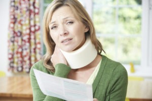 a lady with a neck injury