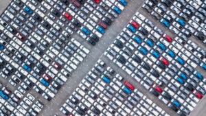 helicopter view of a parking lot