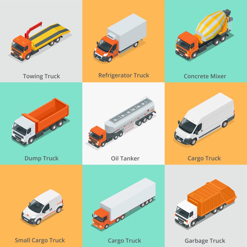 Infografía de diferentes tipos de camiones